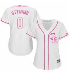 Women's Majestic Colorado Rockies #0 Adam Ottavino Authentic White Fashion Cool Base MLB Jersey