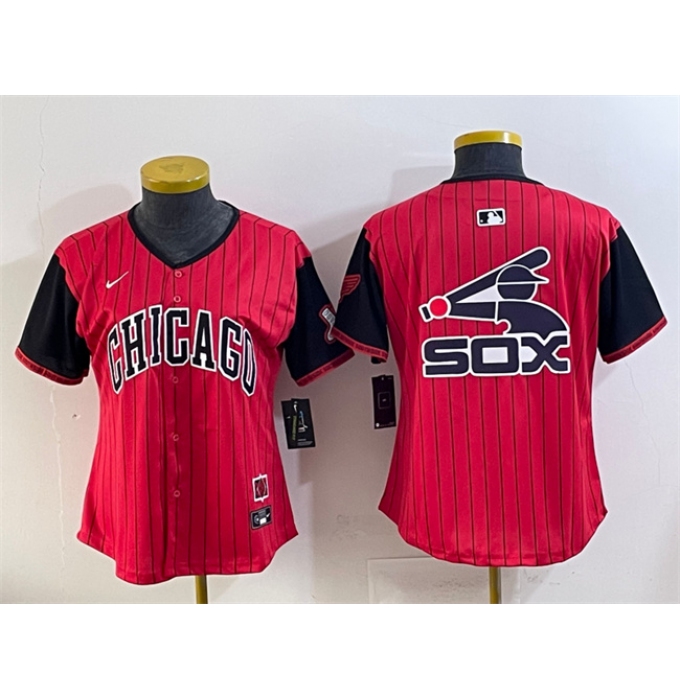 Women's Chicago White Sox Team Big Logo Red Black 2025 City Connect Limited Stitched Baseball Jersey(Run Small)