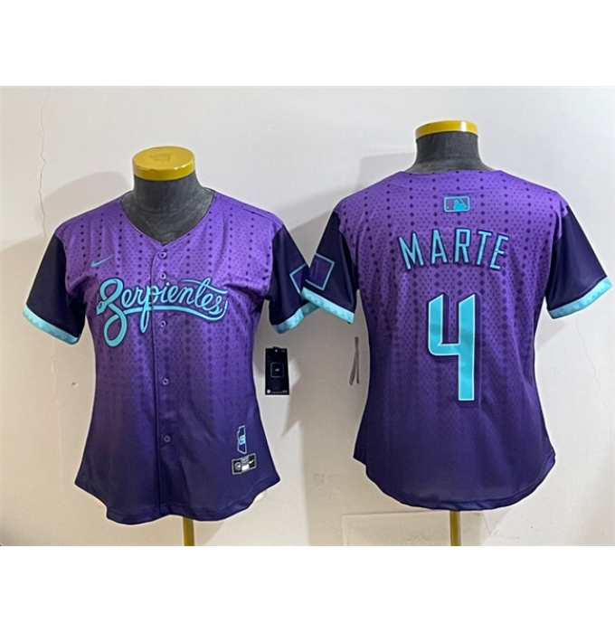 Women's Arizona Diamondbacks #4 Ketel Marte Purple 2025 City Connect Limited Stitched Baseball Jersey(Run Small)
