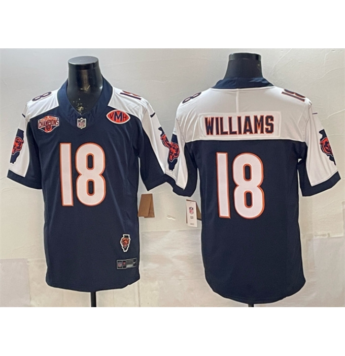Men's Chicago Bears #18 Caleb Williams Navy White F.U.S.E. 2025 NFC North Division Champions & VMH Vapor Untouchable Limited Stitched Football Jersey