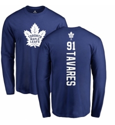 NHL Adidas Toronto Maple Leafs #91 John Tavares Royal Blue Backer Long Sleeve T-Shirt