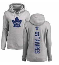NHL Women's Adidas Toronto Maple Leafs #91 John Tavares Ash Backer Pullover Hoodie