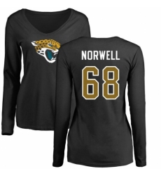 NFL Women's Nike Jacksonville Jaguars #68 Andrew Norwell Black Name & Number Logo Slim Fit Long Sleeve T-Shirt