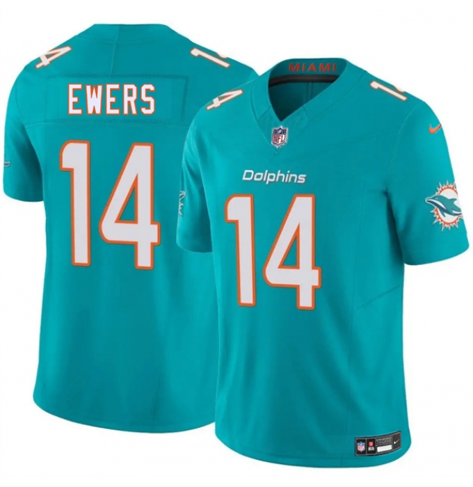Men's Miami Dolphins #14 Quinn Ewers Aqua 2025 Draft F.U.S.E. Vapor Limited Football Stitched Jersey