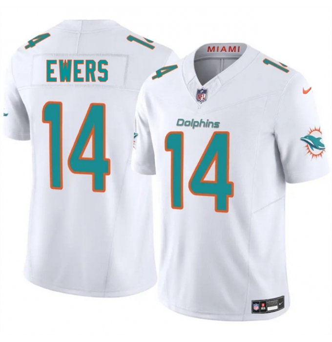 Men's Miami Dolphins #14 Quinn Ewers White 2025 Draft F.U.S.E. Vapor Limited Football Stitched Jersey