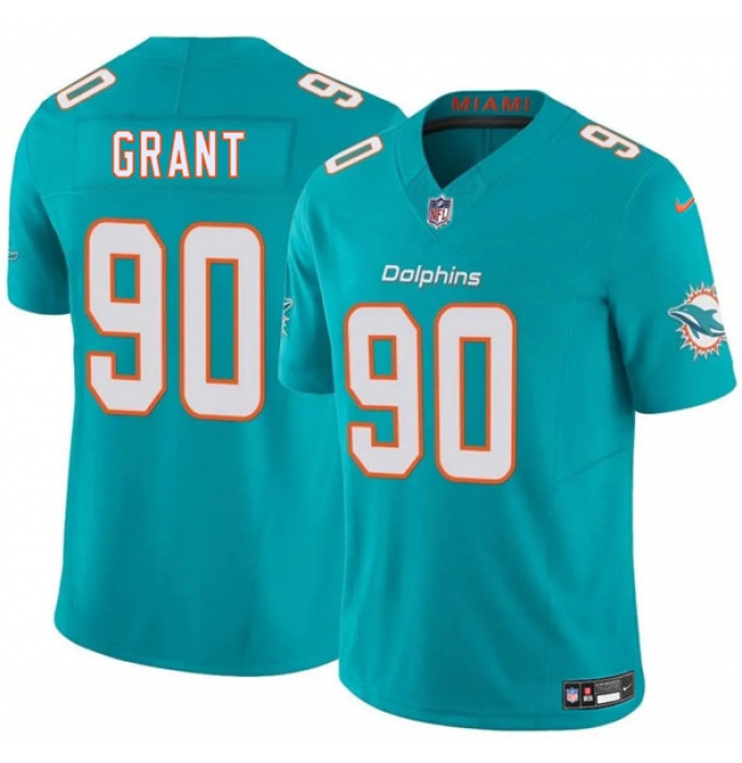 Men's Miami Dolphins #90 Kenneth Grant Aqua 2025 Draft F.U.S.E. Vapor Limited Football Stitched Jersey
