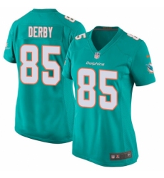 Women's Nike Miami Dolphins #85 A.J. Derby Game Aqua Green Team Color NFL Jersey