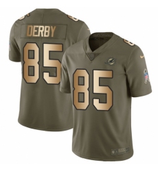 Youth Nike Miami Dolphins #85 A.J. Derby Limited Olive/Gold 2017 Salute to Service NFL Jersey