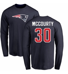 NFL Nike New England Patriots #30 Jason McCourty Navy Blue Name & Number Logo Long Sleeve T-Shirt