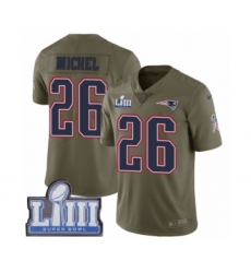 Men's Nike New England Patriots #26 Sony Michel Limited Olive 2017 Salute to Service Super Bowl LIII Bound NFL Jersey