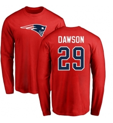 NFL Nike New England Patriots #29 Duke Dawson Red Name & Number Logo Long Sleeve T-Shirt