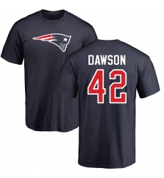 NFL Nike New England Patriots #42 Duke Dawson Navy Blue Name & Number Logo T-Shirt