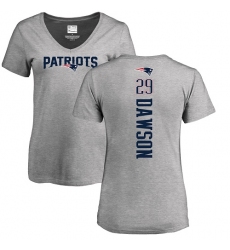 NFL Women's Nike New England Patriots #29 Duke Dawson Ash Backer V-Neck T-Shirt