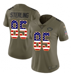 Women Nike New York Jets #85 Neal Sterling Limited Olive USA Flag 2017 Salute to Service NFL Jersey