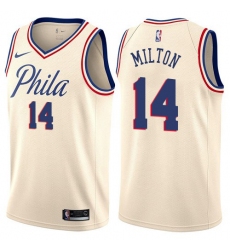 Men's Nike Philadelphia 76ers #14 Shake Milton Swingman Cream NBA Jersey - City Edition