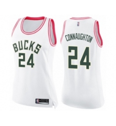 Women's Milwaukee Bucks #24 Pat Connaughton Swingman White Pink Fashion Basketball Jersey