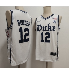 Men's Duke Blue Devils #12 Cameron Boozer White Stitched Basketball Jersey
