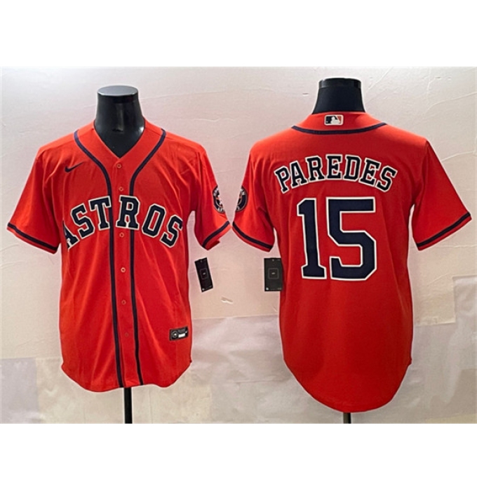 Men's Houston Astros #15 Isaac Paredes Orange Cool Base Stitched Baseball Jersey