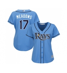 Women's Tampa Bay Rays #17 Austin Meadows Replica Light Blue Alternate 2 Cool Base Baseball Jersey