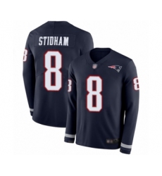 Men's New England Patriots #8 Jarrett Stidham Limited Navy Blue Therma Long Sleeve Football Jersey