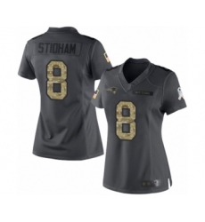 Women's New England Patriots #8 Jarrett Stidham Limited Black 2016 Salute to Service Football Jersey