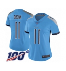 Women's Tennessee Titans #11 A.J. Brown Light Blue Alternate Vapor Untouchable Limited Player 100th Season Football Jersey