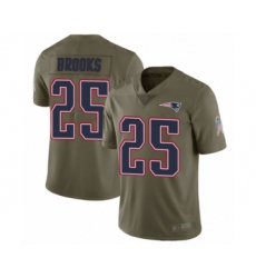 Men's New England Patriots #25 Terrence Brooks Limited Olive 2017 Salute to Service Football Jersey