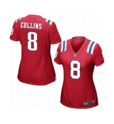 Women's New England Patriots #8 Jamie Collins Game Red Alternate Football Jersey