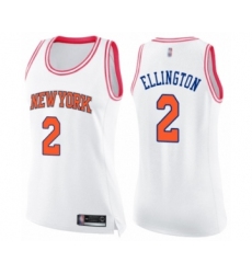 Women's New York Knicks #2 Wayne Ellington Swingman White Pink Fashion Basketball Jersey