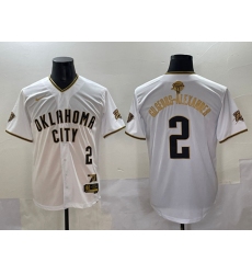 Men's Oklahoma City Thunder #2 Shai Gilgeous-Alexander White Gold 2025 Finals Vapor Stitched Baseball Jersey