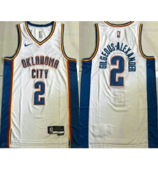 Men's Oklahoma City Thunder #2 Shai Gilgeous-Alexander White Icon Sponsor AU Jersey