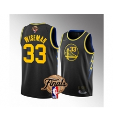 Men's Golden State Warriors #33 James Wiseman 2022 Black NBA Finals Stitched Jersey
