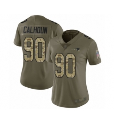 Women's New England Patriots #90 Shilique Calhoun Limited Olive Camo 2017 Salute to Service Football Jersey