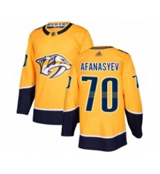 Men's Nashville Predators #70 Egor Afanasyev Authentic Gold Home Hockey Jersey
