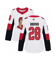 Women's Ottawa Senators #28 Connor Brown Authentic White Away Hockey Jersey