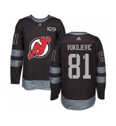Men's New Jersey Devils #81 Michael Vukojevic Authentic Black 1917-2017 100th Anniversary Hockey Jersey