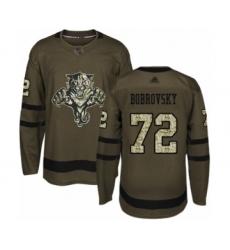 Men's Florida Panthers #72 Sergei Bobrovsky Authentic Green Salute to Service Hockey Jersey