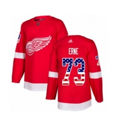 Youth Detroit Red Wings #73 Adam Erne Authentic Red USA Flag Fashion Hockey Jersey