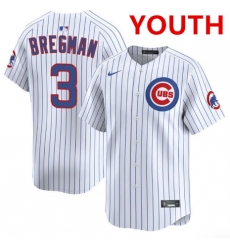 Youth Chicago Cubs #3 Alex Bregman nike White pinstripe home limited jersey