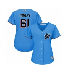 Women's Miami Marlins #61 Adam Conley Authentic Blue Alternate 1 Cool Base Baseball Player Jersey