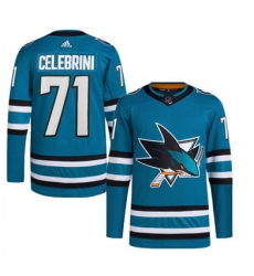 Men's San Jose Sharks #71 Macklin Celebrini Teal Adidas NHL Stitched Jersey