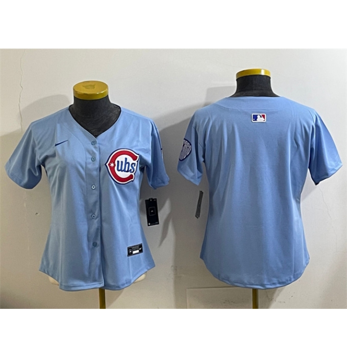 Women's Chicago Cubs Blank Blue 2024 25 2nd Alternatemited Stitched Baseball Jersey(Run Small)