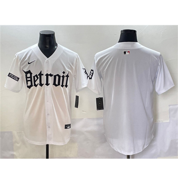 Men's Detroit Tigers Blank White 'Motor Gothic Edition' Vapor Premier Limited Stitched Baseball Jersey