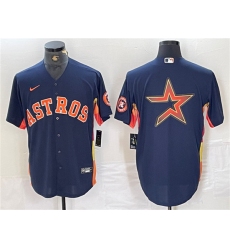 Mens Houston Astros Navy Team Big Logo With Cool Base Stitched Baseball Jersey
