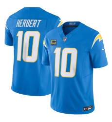 Men's Los Angeles Chargers #10 Justin Herbert Blue 2025 F.U.S.E With 4-Star C Vapor Limited Stitched Football Jersey