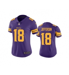 Women's Minnesota Vikings #18 Justin Jefferson Purple Limited Rush Stitched NFL Jersey