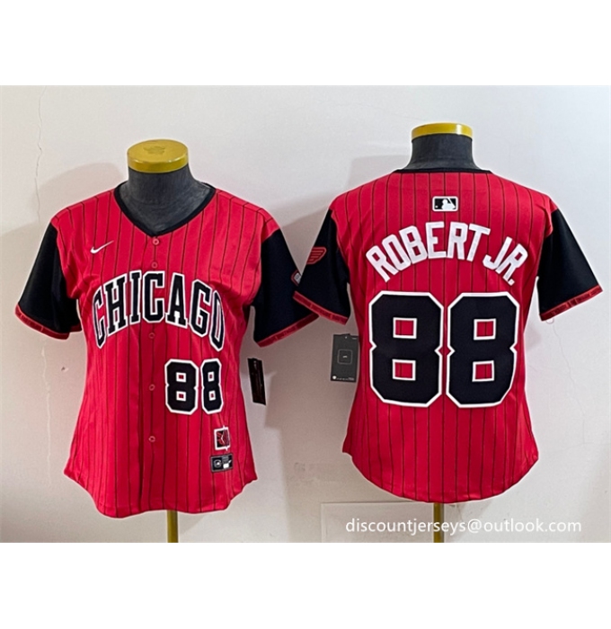 Women's Chicago White Sox #88 Luis Robert Jr. Red Black 2025 City Connect Limited Stitched Baseball Jersey(Run Small)