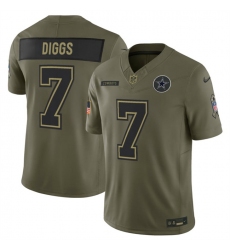 Men's Dallas Cowboys #7 Trevon Diggs Olive 2025 F.U.S.E. Salute to Service Limited Football Stitched Jersey