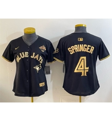 Women's Toronto Blue Jays #4 George Springer Black Gold 2025 American League Champions Limited Stitched Baseball Jersey(Run Small)