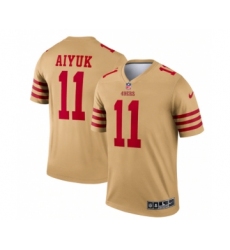 Men's San Francisco 49ers #11 Brandon Aiyuk 2022 New Gold Inverted Legend Stitched Football Jersey